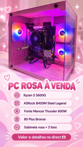 PC com gabinete rosa à venda!