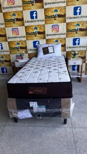 Cama box Solteiro, colchão de molas ensacadas