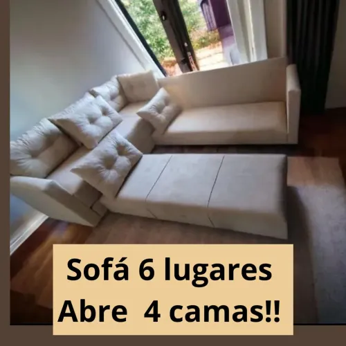 SOFAZÃO DE CANTO JASPE, 6 LUGARES, abre 4 CAMAS!! Imperdível