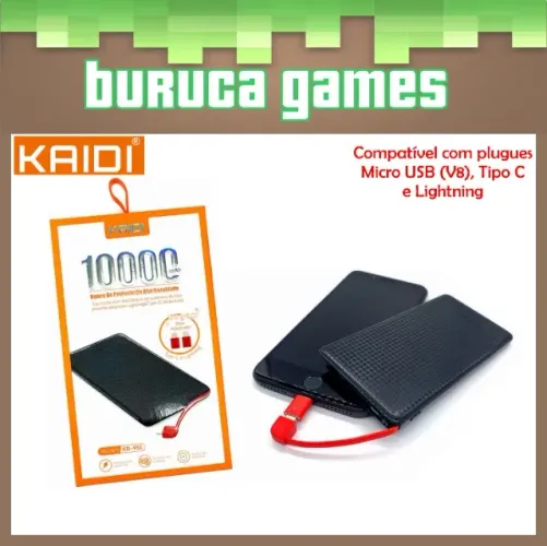 Carregador Portátil Power Bank Kaidi 10000mAh