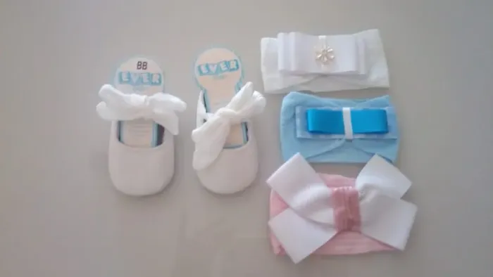 kit sapatinho e faixa para bebe