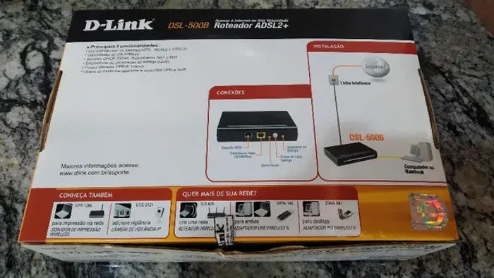 Roteador Modem D-link Dsl-500b + Manual + Fonte Na Caixa - Banda Larga Novo Sem Uso