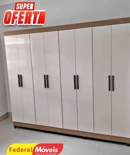 Guarda Roupa 8 Portas 4 Gavetas Off White 100% MDF (A PRONTA ENTREGA)