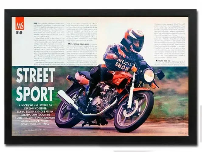 Honda CBX 200 Strada - Quadro / pôster decorativo com matéria original de revista
