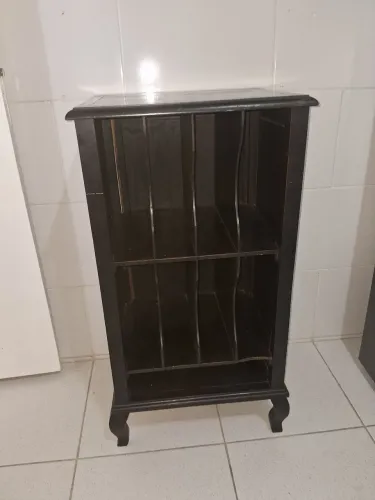Estante Para Discos de Vinil antiga marrom escuro - 19 kg