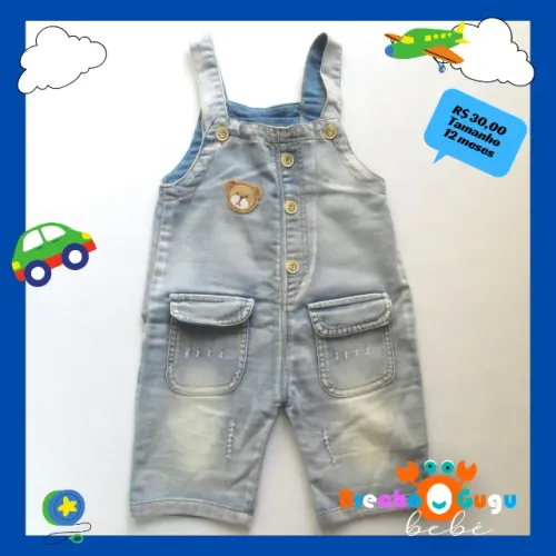 Macacão jeans super fofo 12 meses