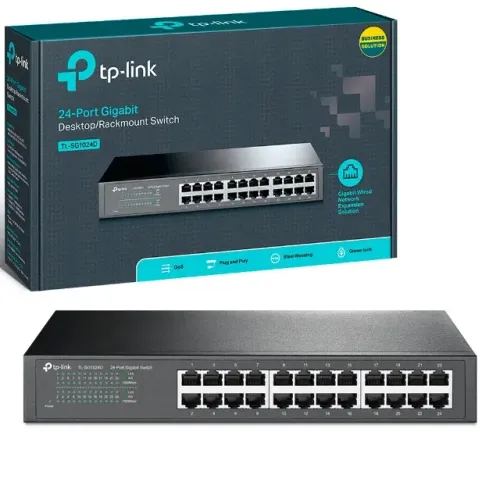 (NOVO): Switch TP-Link 10/100/1000 mbps, Gigabit, Ethernet, 24 Portas - TL-SG1024D