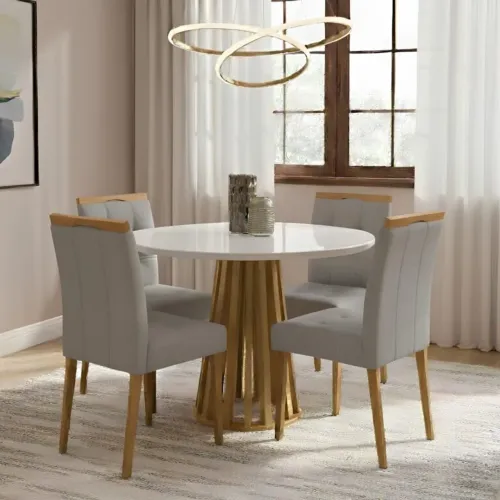 Mesa de Jantar Redonda 4 Cadeiras Geribá tt544
