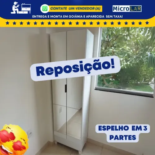 Sapateira Com Espelho 2 Portas Microlar - Monta na Hora