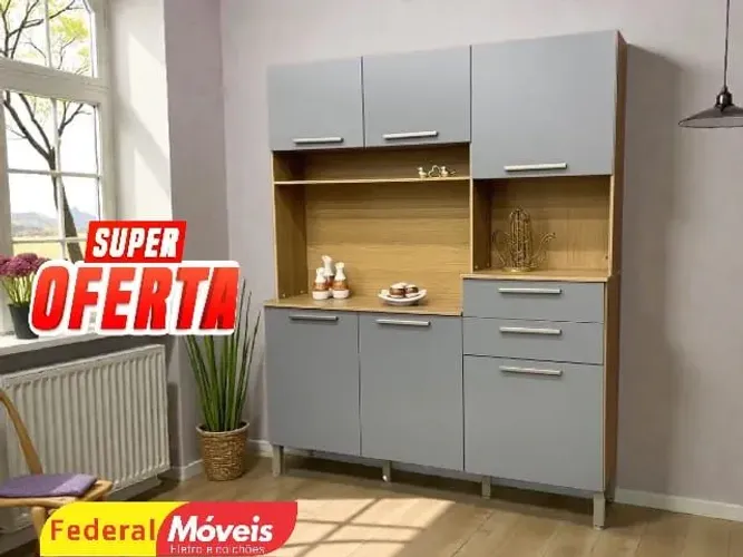 Armário de cozinha Grafite 5 portas - Temos Catálogo