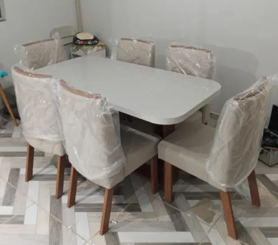 Mesa de Jantar com 6 Cadeiras MDF laura