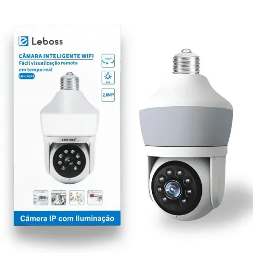 Câmera de Segurança IP Wi-Fi Leboss LB-CA249 - Visão Noturna, Controle por App e Alta Defi