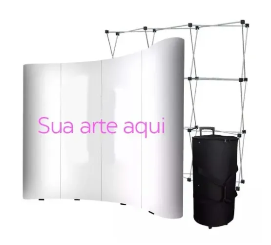 Painel Pantográfico - Backdrop - USADO com Case rígida com rodas para transporte fácil