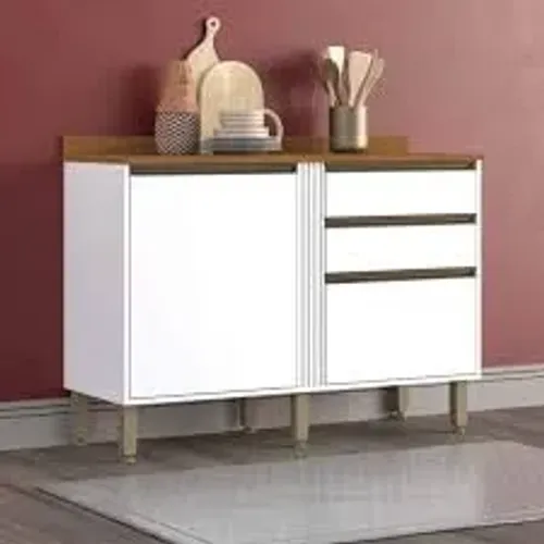 Balcão Cozinha Perola 2Pts 2Gvs Branco Salleto - Entrega Rápida!