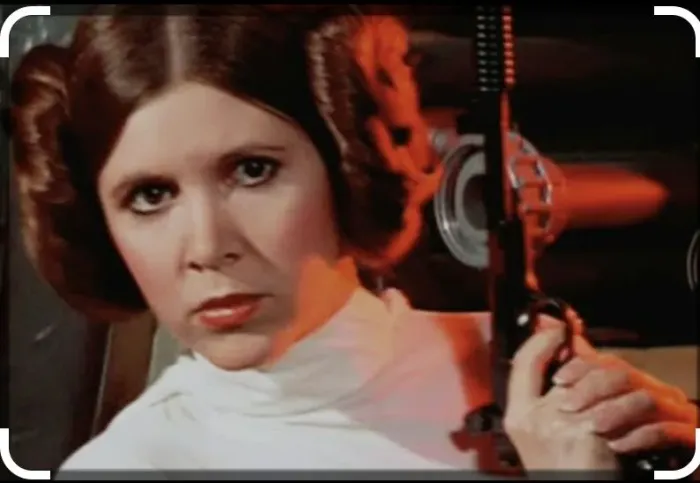 Princesa Leia star wars defender sporting blaster escala 1:1