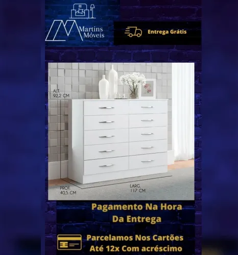 GRANDE PROMOÇÃO CÔMODA 10 GAVETAS SOLUZIONE ENTREGA GRÁTIS
