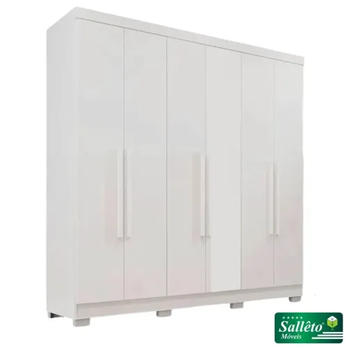Roupeiro  Branco 6 Portas C/Pés Larg. 1.80m - Sallêto rf87