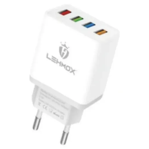 Carregador Fonte 4 USB Tomada Para Celular Android e iPhone Turbo 4.1A 4 Entradas LE-607