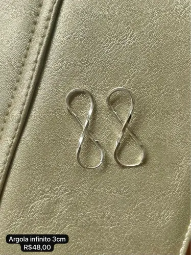 Brinco Argola Infinito 3cm Prata 925 legítima 