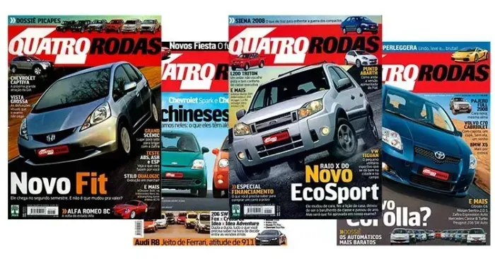 Kit 4 Revistas Quatro Rodas 2007 2008 - Fit Ecosport Hilux S10