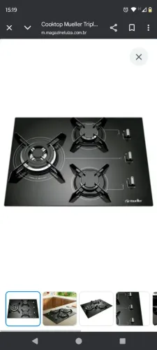 Cooktop Mueller Tripla Chama Preto - 3 Bocas