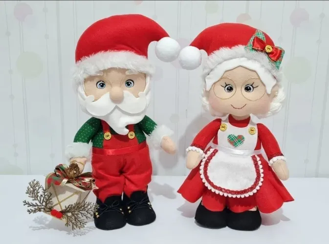 Papai noel e mamãe  noel em feltro