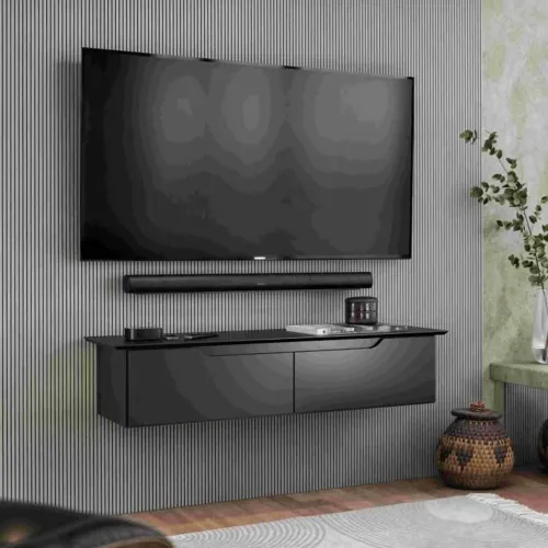 Rack Aparador Suspenso Flow 2P Preto EJ Moveis