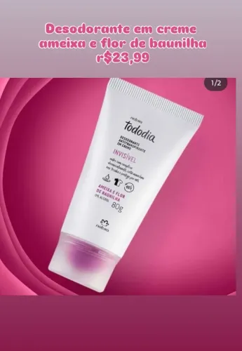 Desodorante em creme Ameixa e Flor de Baunilha Tododia
