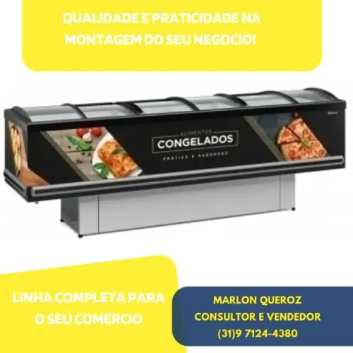 Ilha para Congelados Vidro Curvo 3M Gelopar