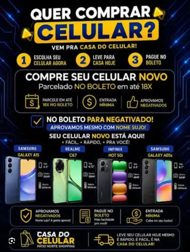 CELULAR NO BOLETO, COM ENTRADA MÍNIMA!!!