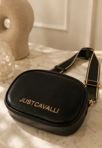 Bolsa Just Cavalli couro preta tiracolo original