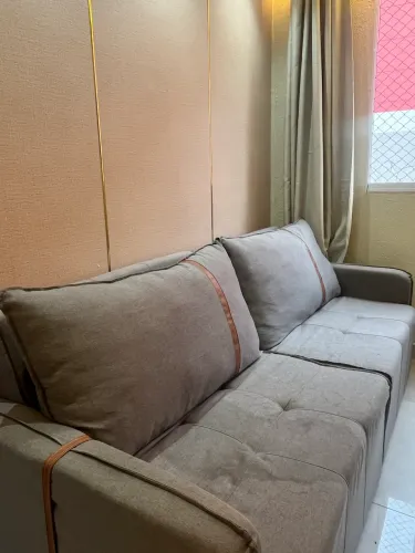 Sofá Retrátil Reclinável Linho com Couro