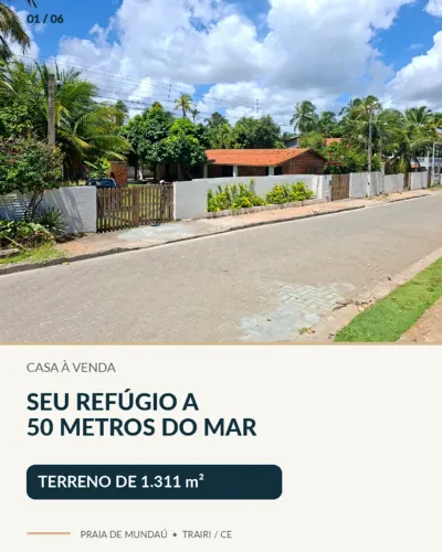 Casa de Praia com terreno 1.311m em Mundau, a 50m do Mar