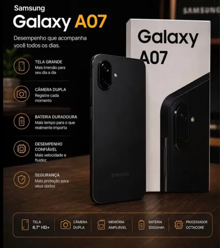 Samsung Galaxy A07 128GB - Lacrado - Preto