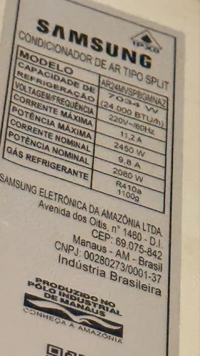 Ar condicionado Samsung 24mil BTUs