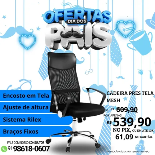 Cadeira presidente tela mesh