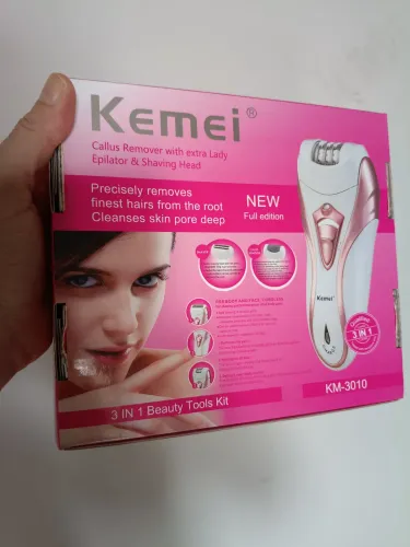 Depilador e Aparador Kemei KM-3010 - Recarregável - 3 em 1 - Novo<br>