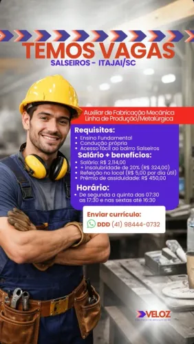 Auxiliar de Produção Metalúrgica
