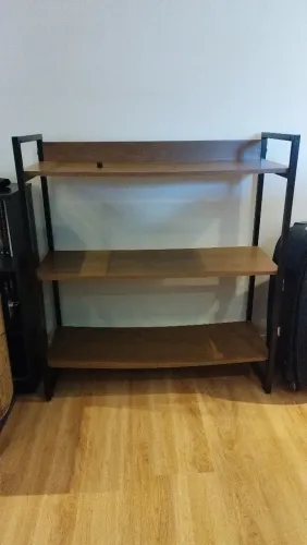 Aparador Estilo Industrial 3 Prateleiras 0,90cm Cor Preto/Embuia Klm Store