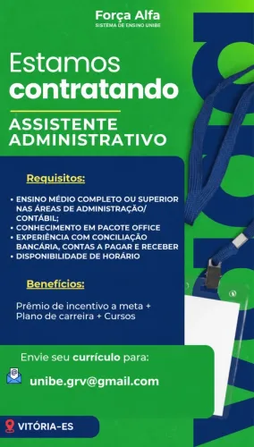 Vaga de emprego para o setor administrativo
