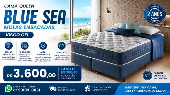 Cama Queen visco Gel molas com 2 anos garantia Lançamento