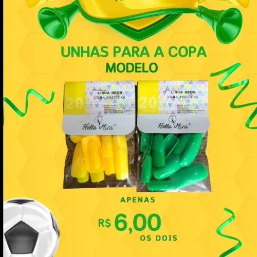 UNHAS POSTIÇAS, Pacotinho verde e amarelo