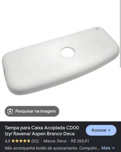 Tampa para caixa acoplada Deca