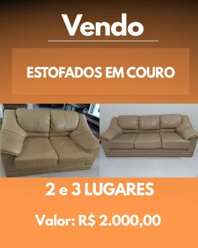 Conjunto de sofás - 3 e 2 lugares em couro