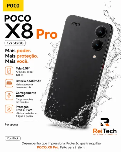 POCO X8 Pro 12/512GB Black Lacrado Original 5G - Pronta Entrega