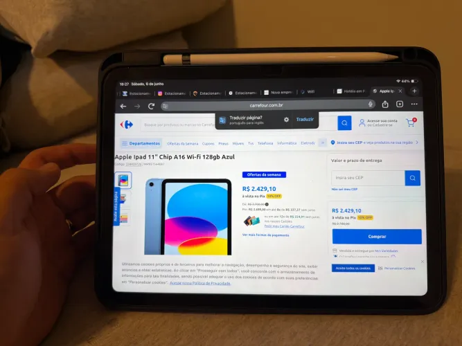 Apple Ipad 11 A16 - 128gb - Ainda na Garantia - Azul - Capa e Pelicula