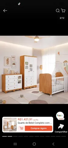 Quarto de Bebê Completo com Guarda Roupa 3 Portas Berço Americano Cômoda