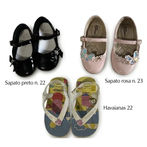 Sapato infantil menina 3 pares
