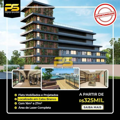 Lançamento Flats para venda em Cabo Branco A partir de R$325 mil