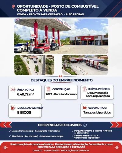 POSTO DE COMBUSTÍVEL COMPLETO - PONTO DE PARADA RODOVIÁRIA